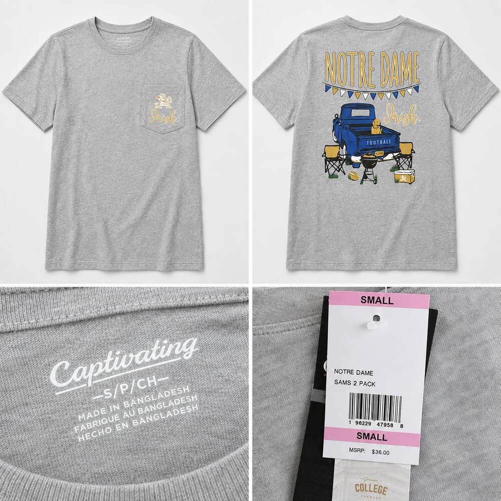 Captivating Notre Dame Fighting Irish Tailgate Truck  Pocket T-Shirt Small